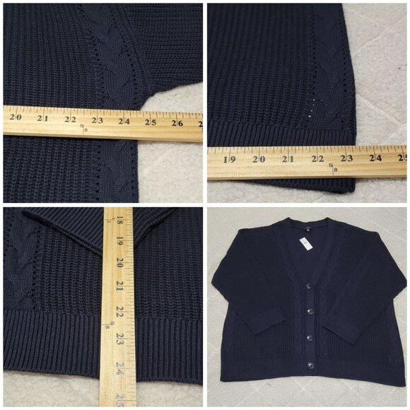 Talbots Womens Navy Blue Button Front Cardigan V Neck Long Sleeve Size 2X NWT - Picture 8 of 9